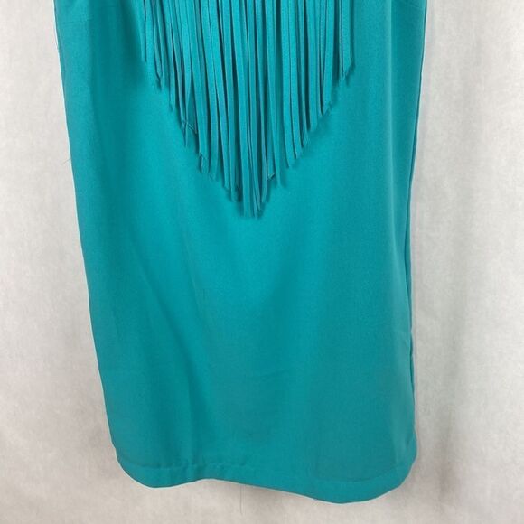 Sugarlips Fringe Sheath Dress XS Turquoise Sleeveless - Picture 3 of 10